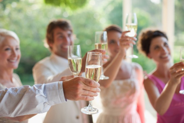 Guests toasting with fizz at a wedding reception