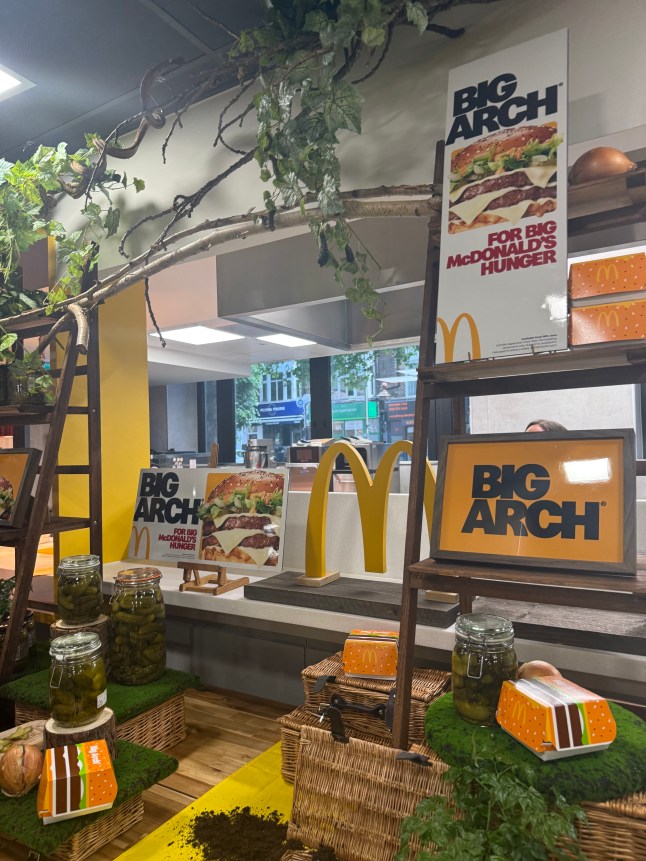 A display at the Big Arch burger event at McDonald's HQ in London