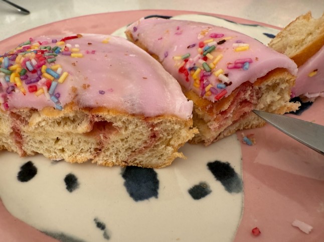 The inside of the Birthday Cake Bun from Lidl