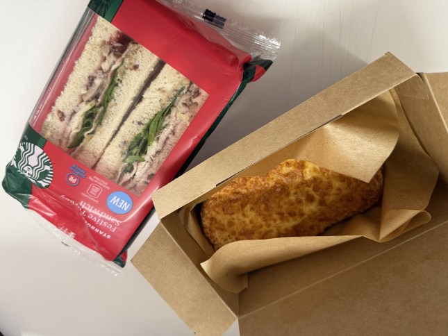 Starbucks Festive Feast Toastie and Festive Turkey Sandwich in packets