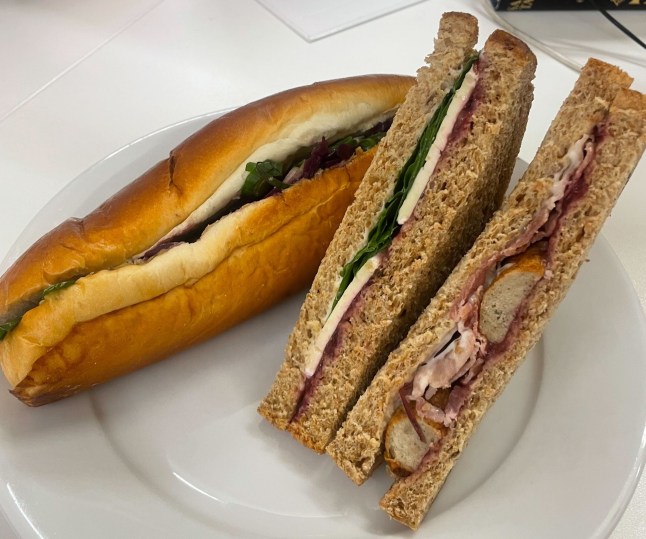 The Sainsbury's Christmas sandwiches on a plate