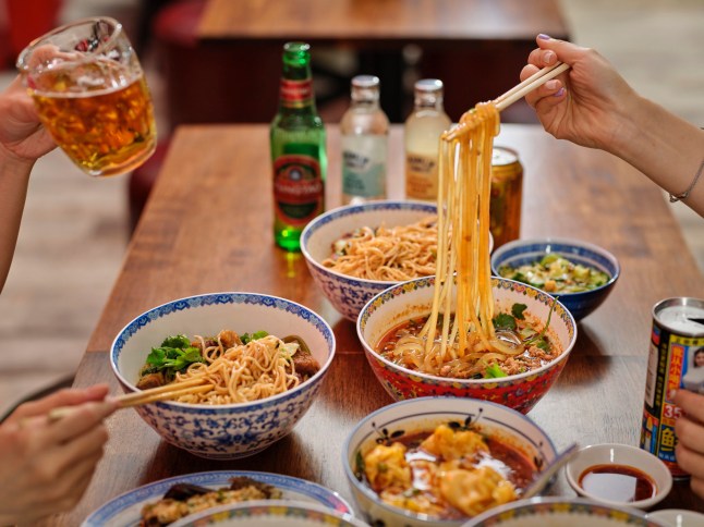 Noodles on a table