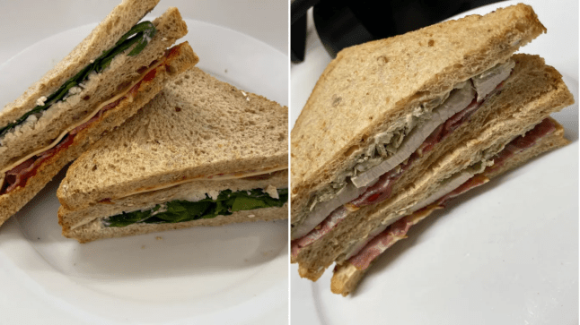Waitrose Merry Club’mas Sandwich (left) and Turkey, Bacon and Stuffing sandwich (right)